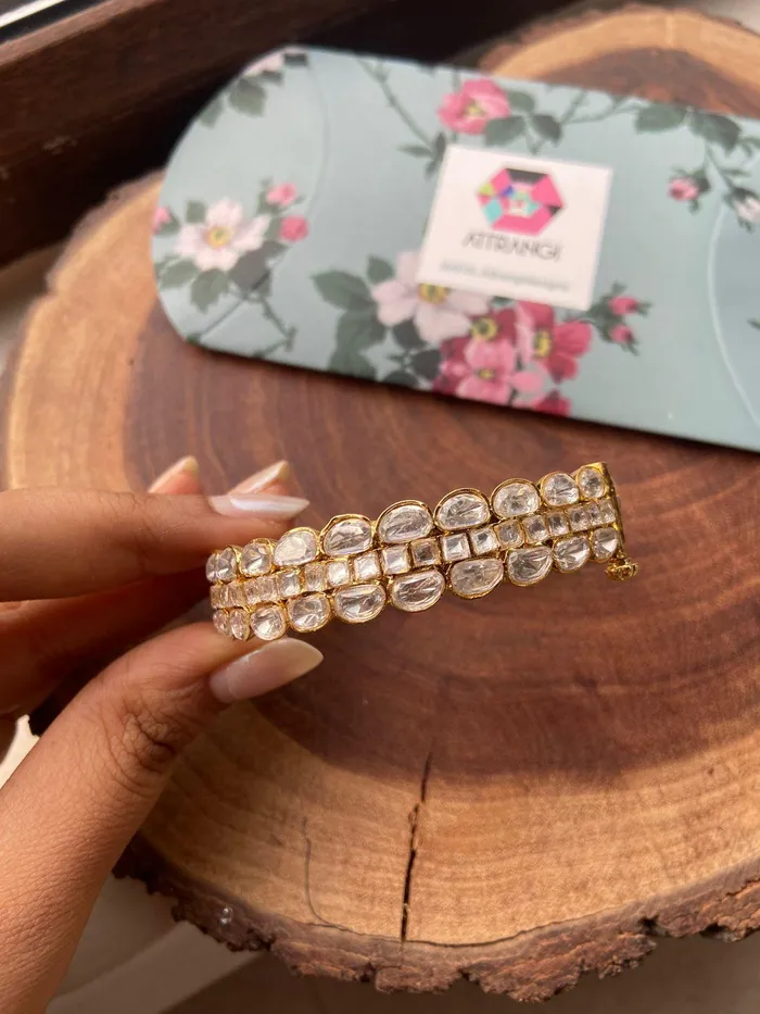 Bracelets Attrangi Moissanite Coloured Polki Bangle Kada Bracelets Attrangi Moissanite Coloured Polki Bangle Kada