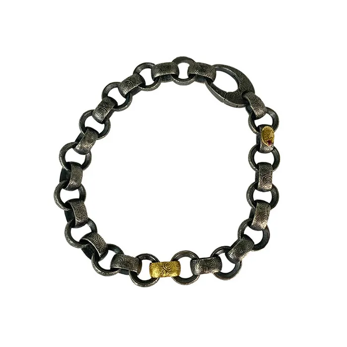 Bracelets Gold Sterling Silver Oval Link Bracelet Alishan