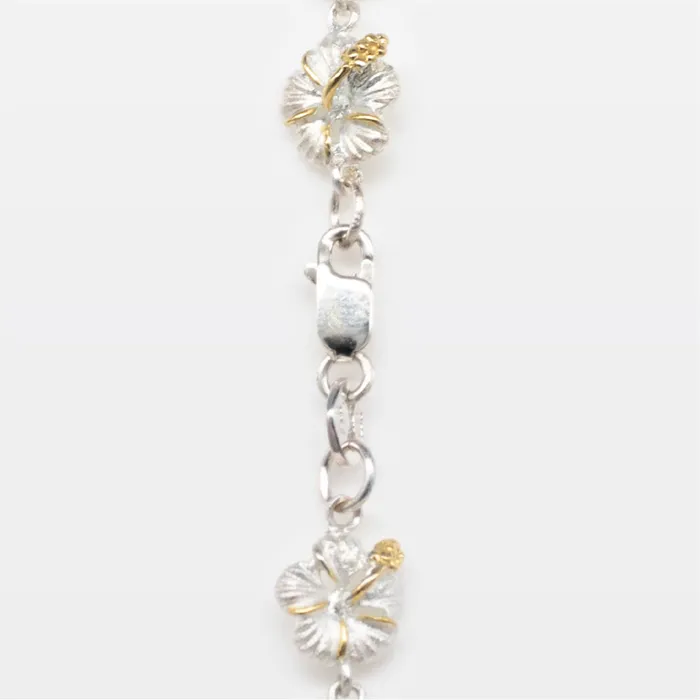 Bracelets rosamarianas 925 Sterling Silver Kamia 2 Tone 9mm Hibiscus Bracelet