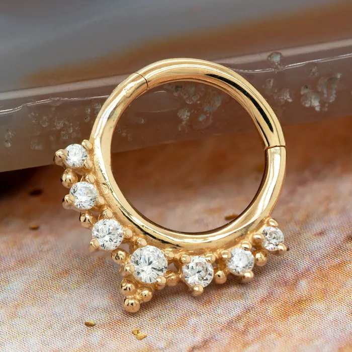 Buddha Jewelry Organics Rings Lala Hinge Ring Clicker in Gold with CZs