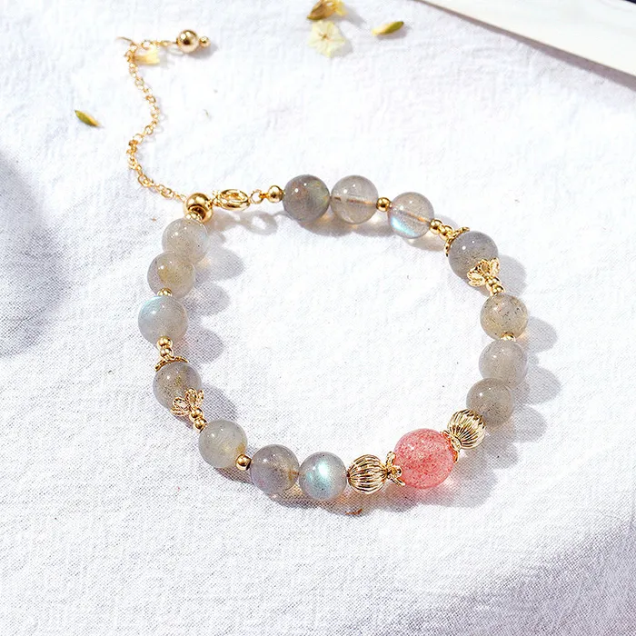 C104 Moonstone and Strawberry Quartz Luxe Collection Necklaces