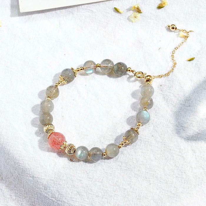 C104 Moonstone and Strawberry Quartz Luxe Collection Necklaces