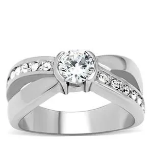 CJ169TK Wholesale Stainless Steel Clear Cubic Zirconia Crossed Band Eternity Ring Green Rings CJ169TK Wholesale Stainless Steel Clear Cubic Zirconia Crossed Band Eternity Ring Green Rings
