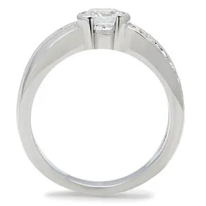 CJ169TK Wholesale Stainless Steel Clear Cubic Zirconia Crossed Band Eternity Ring Green Rings