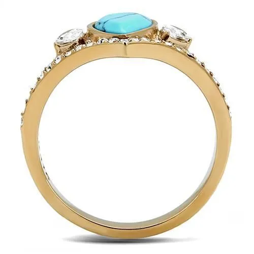 CJ3200 Wholesale Womens Stainless Steel IP Rose Gold Synthetic Turquoise Minimal Ring Green Rings CJ3200 Wholesale Womens Stainless Steel IP Rose Gold Synthetic Turquoise Minimal Ring Green Rings