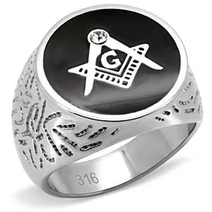 CJ7880OS Wholesale Stainless Steel Mens Masonic Ring Green Rings