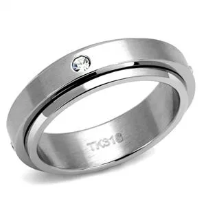 CJE2933 Wholesale Mens Stainless Steel Clear AAA Grade CZ Band Green Rings