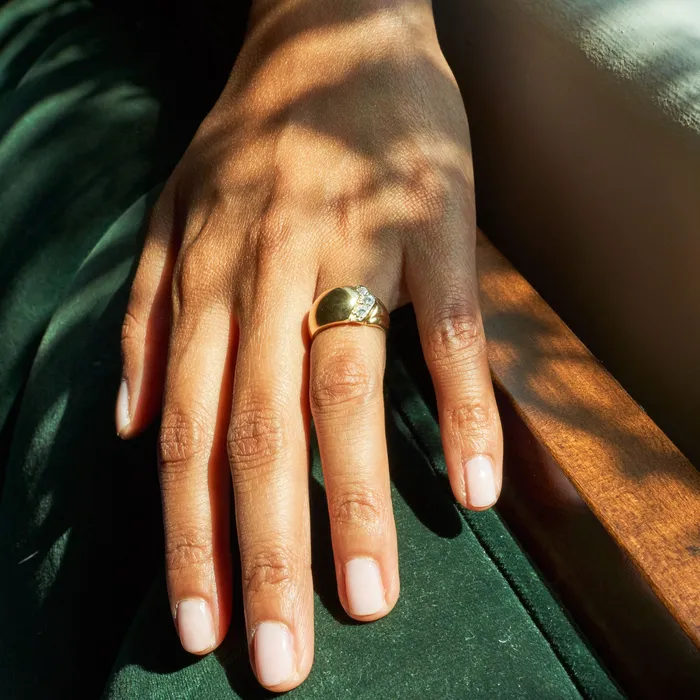 Diamond Dome And 14k Gold Ring Vintage Rings