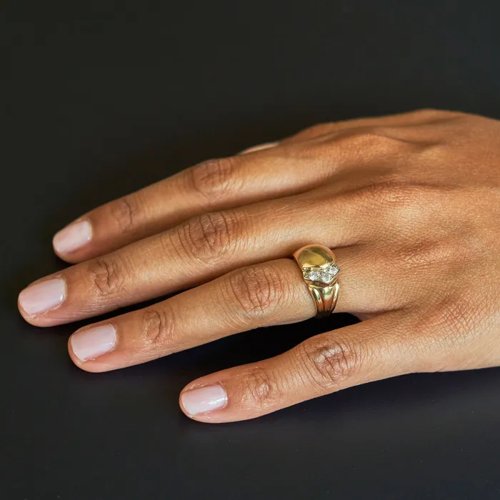 Diamond Dome And 14k Gold Ring Vintage Rings