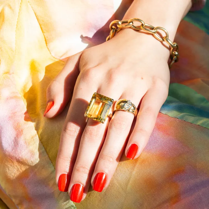 Diamond Dome And 14k Gold Ring Vintage Rings