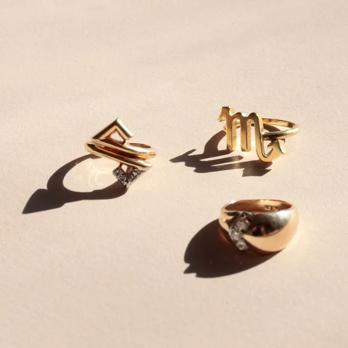 Diamond Dome And 14k Gold Ring Vintage Rings