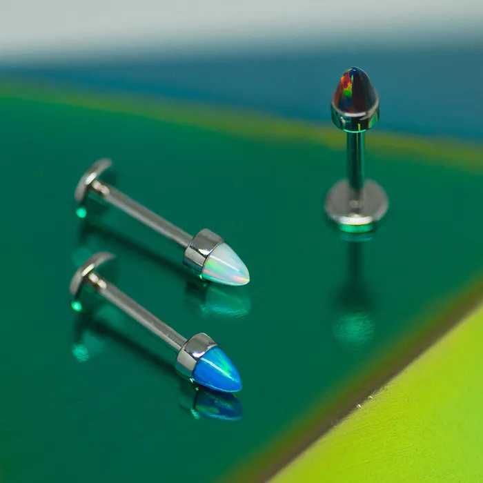 Earrings Anatometal BezelSet Opal Bullet on Flatback