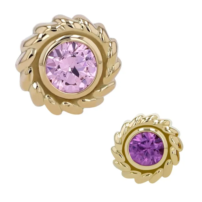 Earrings Anatometal Nusura Threaded End in Yellow Gold with 25mm BrilliantCut Gem Earrings Anatometal Nusura Threaded End in Yellow Gold with 25mm BrilliantCut Gem