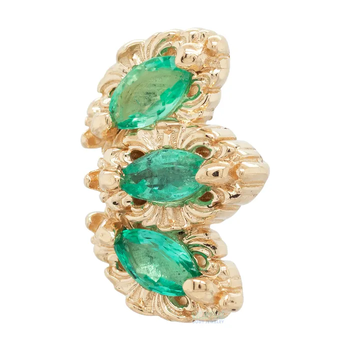 Earrings AuAdore threadless Baroque End in Gold with Emerald