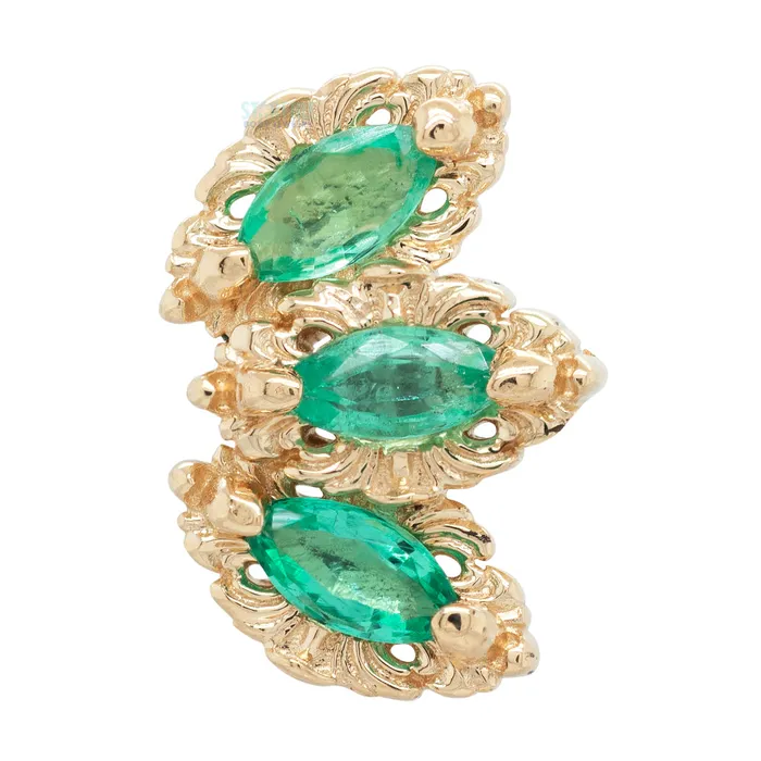 Earrings AuAdore threadless Baroque End in Gold with Emerald
