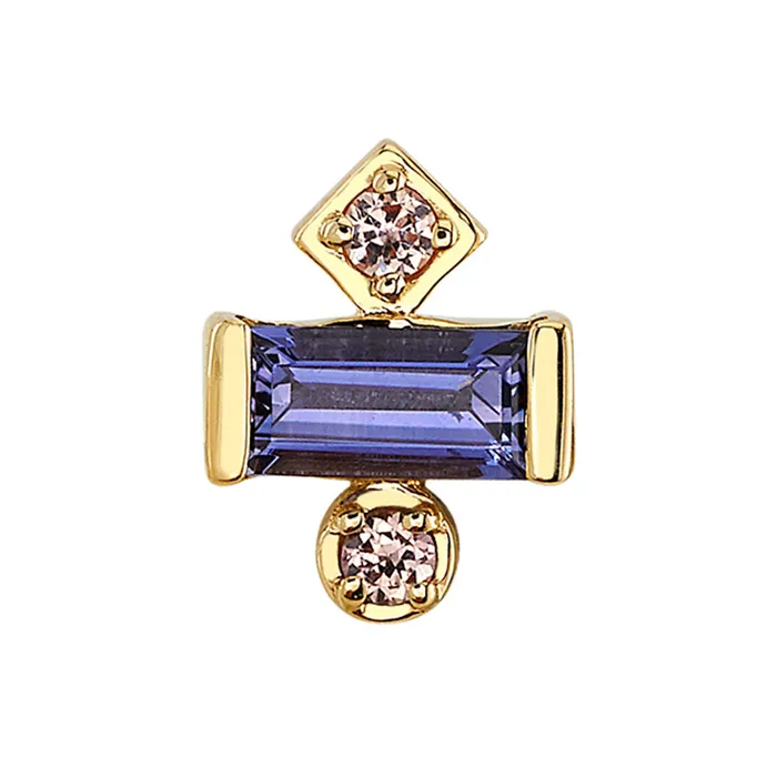 Earrings Body Vision BVLA Tesla Babe Threaded End in Gold with Iolite Champagne Diamonds Earrings Body Vision BVLA Tesla Babe Threaded End in Gold with Iolite Champagne Diamonds