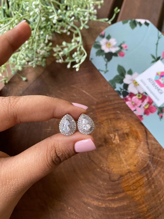 Earrings Double Halo 60 Cent Pear Shaped Solitaire Earring Attrangi Earrings Double Halo 60 Cent Pear Shaped Solitaire Earring Attrangi