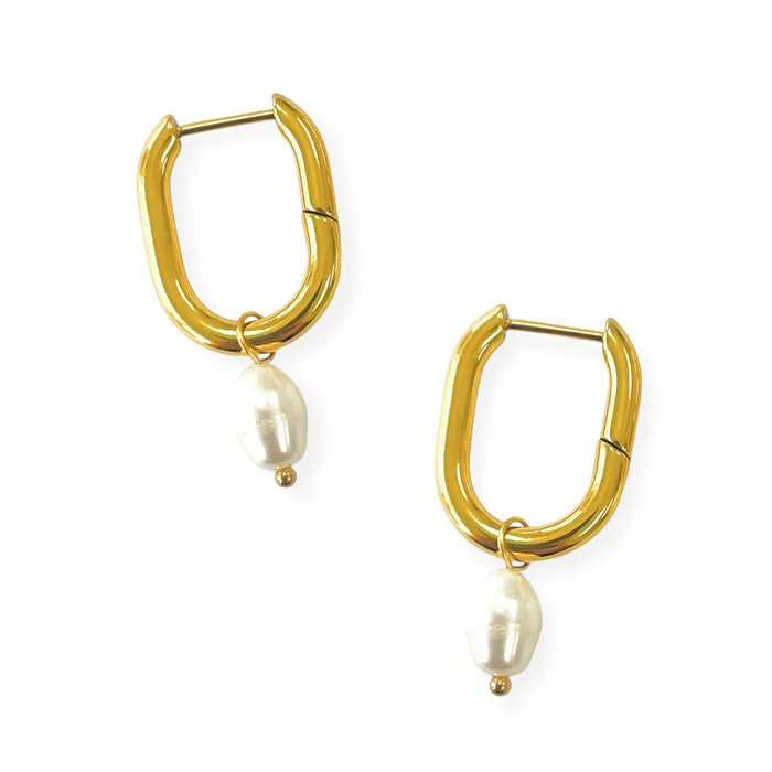 Earrings Ellie Vail Oval Pearl Drop Earring