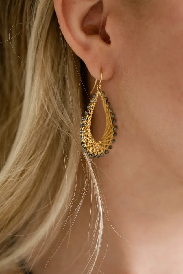Earrings Gray Diamond Woven Earrings Amali Jewelry Earrings Gray Diamond Woven Earrings Amali Jewelry