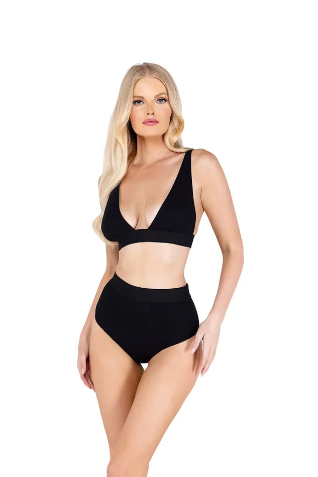 Earrings LI502 2PC Fitted Rib HighWaisted Bra Set Roma Confidential Earrings LI502 2PC Fitted Rib HighWaisted Bra Set Roma Confidential