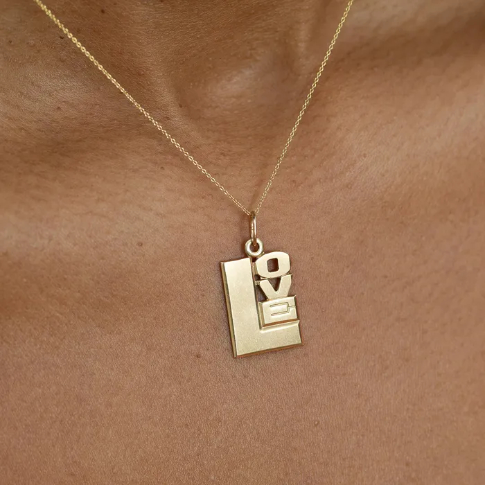 Earrings LOVE 14k Gold Charm Vintage