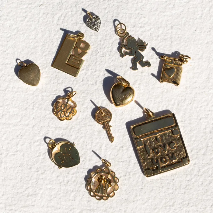 Earrings LOVE 14k Gold Charm Vintage