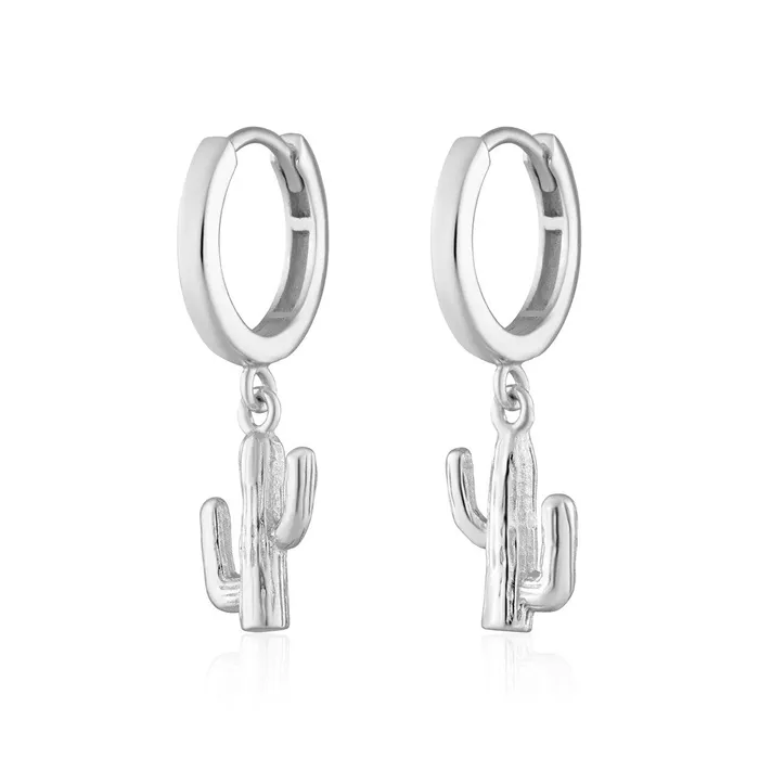 Earrings Scream Pretty Cactus Charm Hoop Earrings