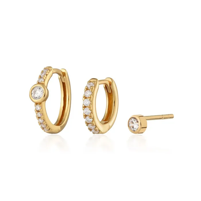Earrings Scream Pretty Hannah Martin Sparkling Bezel Set of 3 Earrings
