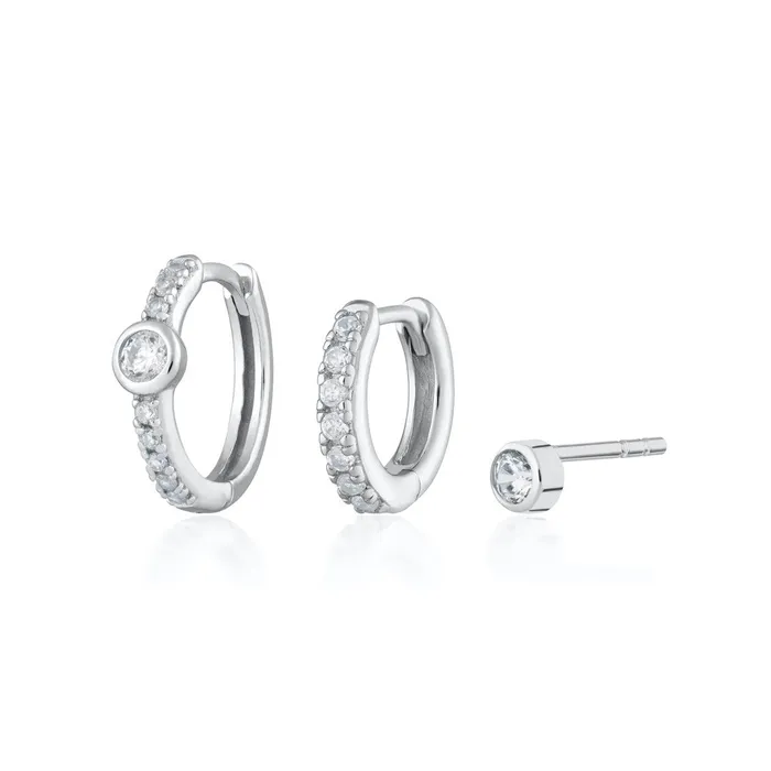 Earrings Scream Pretty Hannah Martin Sparkling Bezel Set of 3 Earrings Earrings Scream Pretty Hannah Martin Sparkling Bezel Set of 3 Earrings