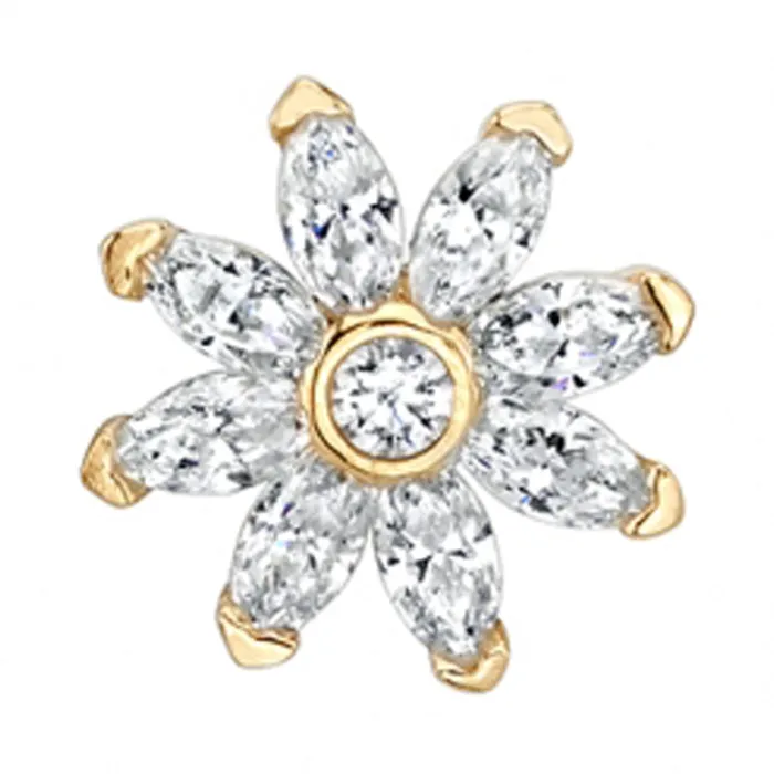 Earrings Sunflower Threaded End in Gold with DIAMONDS Body Vision BVLA