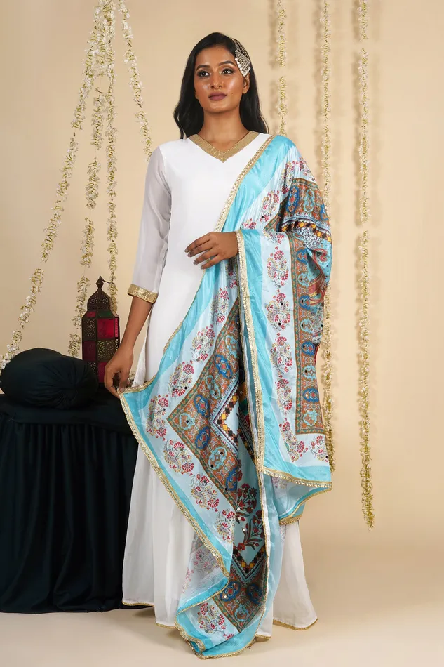 Earrings Teejh Teejh Mahima Embellished Printed Dupatta