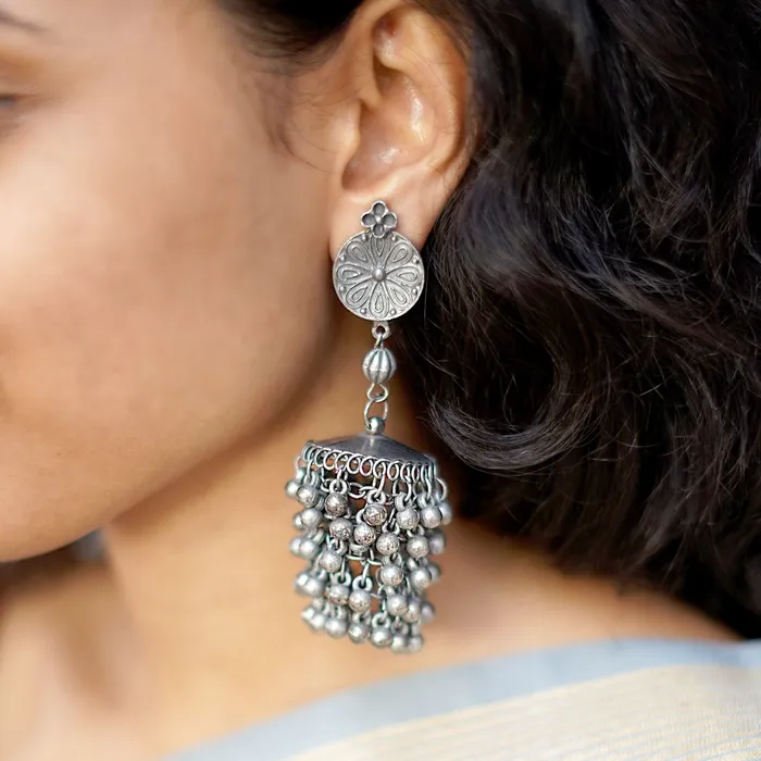 Earrings Teejh Teejh Saira Silver Oxidised Earrings