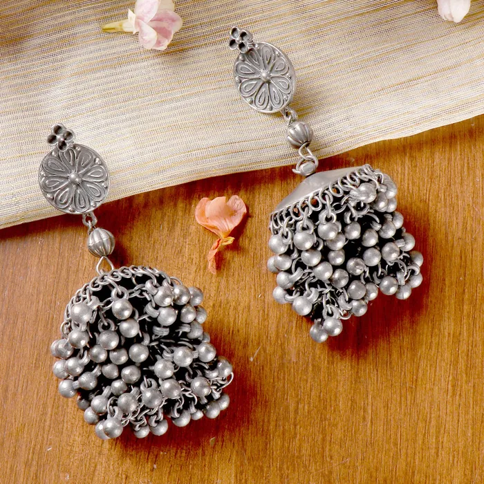 Earrings Teejh Teejh Saira Silver Oxidised Earrings