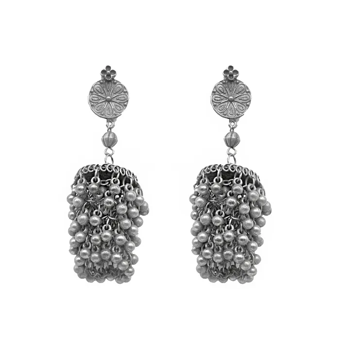 Earrings Teejh Teejh Saira Silver Oxidised Earrings