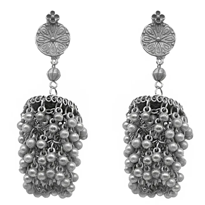 Earrings Teejh Teejh Saira Silver Oxidised Earrings