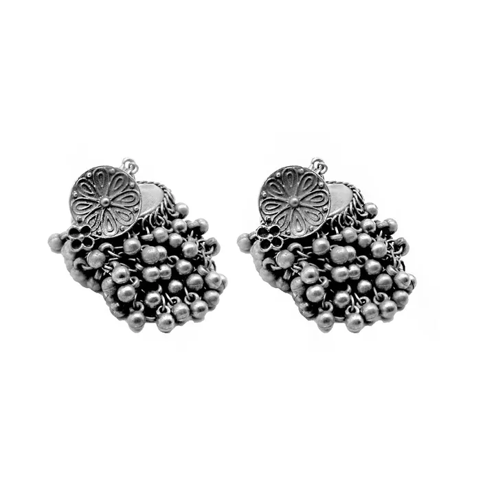 Earrings Teejh Teejh Saira Silver Oxidised Earrings