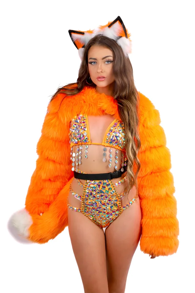 Earrings THE LUMI SHOP Orange Fox Fuzzy Tail