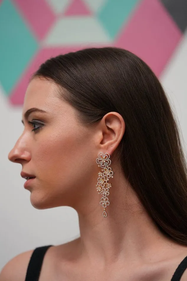 Floral Dance Diamond Long Earrings Attrangi Earrings Floral Dance Diamond Long Earrings Attrangi Earrings