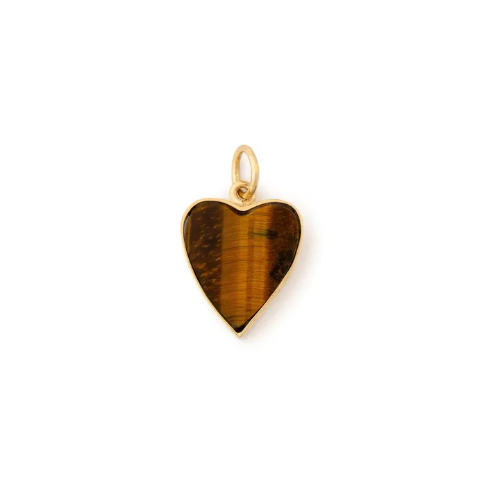 Fox Bond Originals Earrings The FB Small Tigers Eye Heart 14k Gold Charm