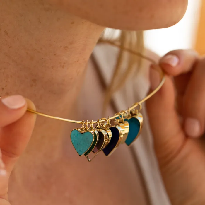 Fox Bond Originals Earrings The FB Small Tigers Eye Heart 14k Gold Charm