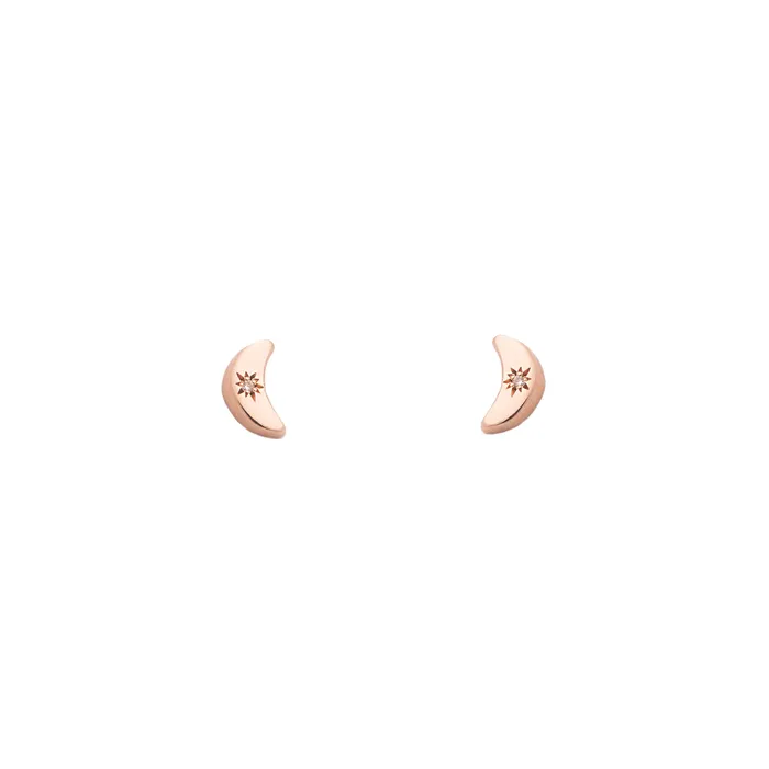 Fox Bond Originals The FB Diamond Crescent Moon Stud Earring Earrings