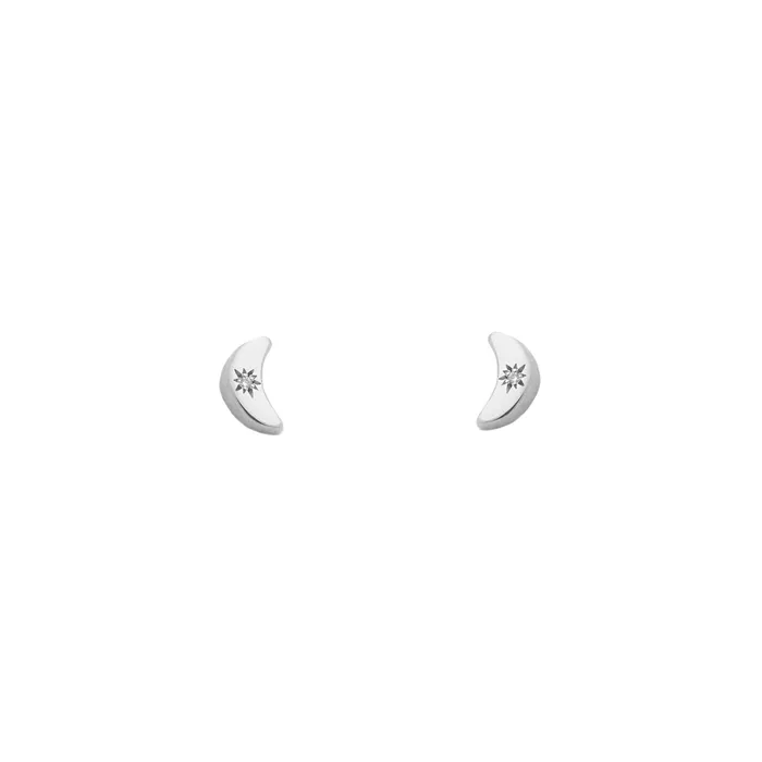 Fox Bond Originals The FB Diamond Crescent Moon Stud Earring Earrings