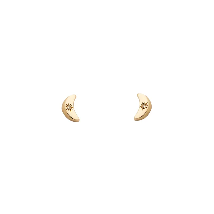 Fox Bond Originals The FB Diamond Crescent Moon Stud Earring Earrings