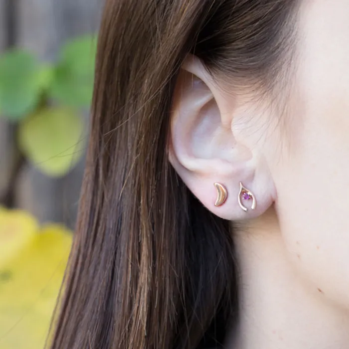 Fox Bond Originals The FB Diamond Crescent Moon Stud Earring Earrings