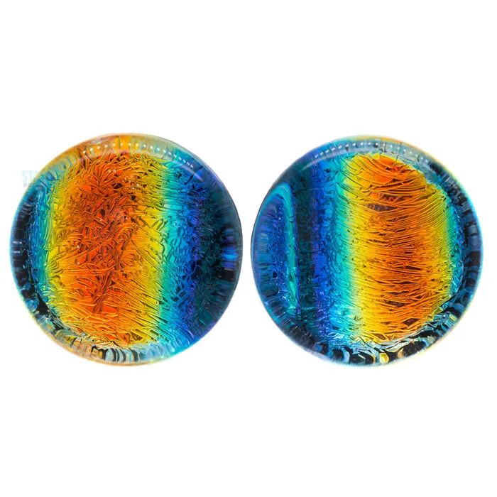 Glasswear Studios Necklaces Foil Glass Plugs Rainbow on Black