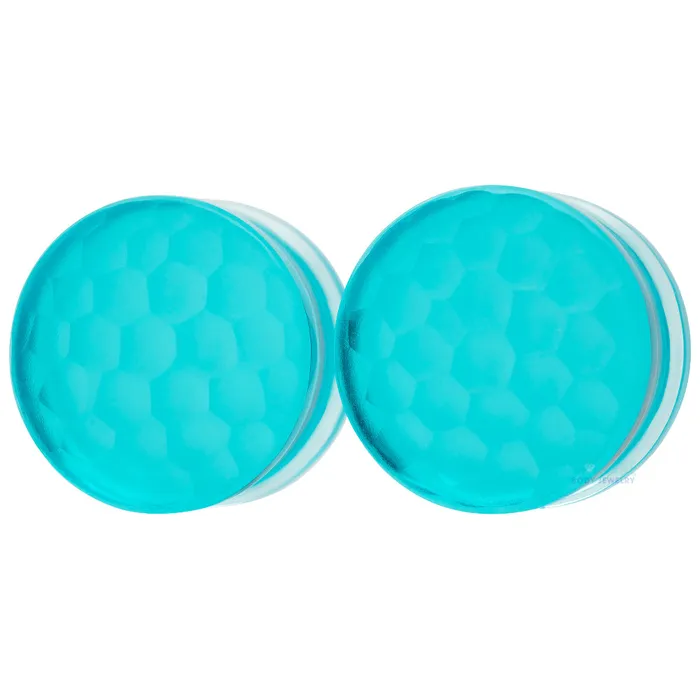 Gorilla Glass Earrings Martele Glass Solid Plugs Turquoise