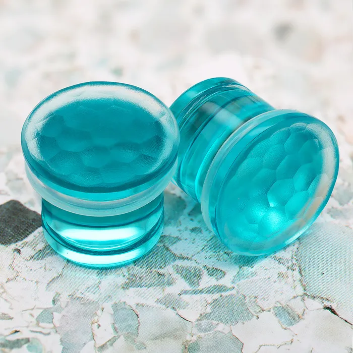 Gorilla Glass Earrings Martele Glass Solid Plugs Turquoise