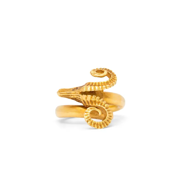 Greek 18K Gold Rams Head Gold Ring Vintage Rings