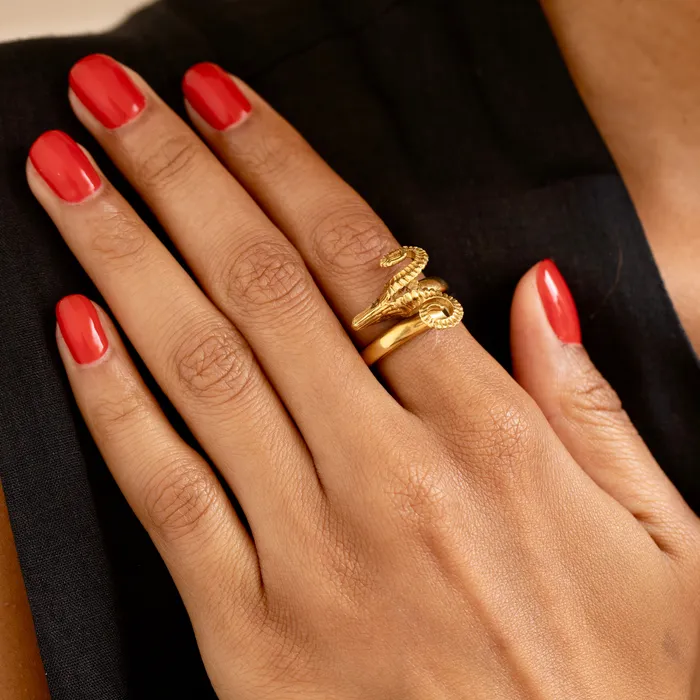 Greek 18K Gold Rams Head Gold Ring Vintage Rings