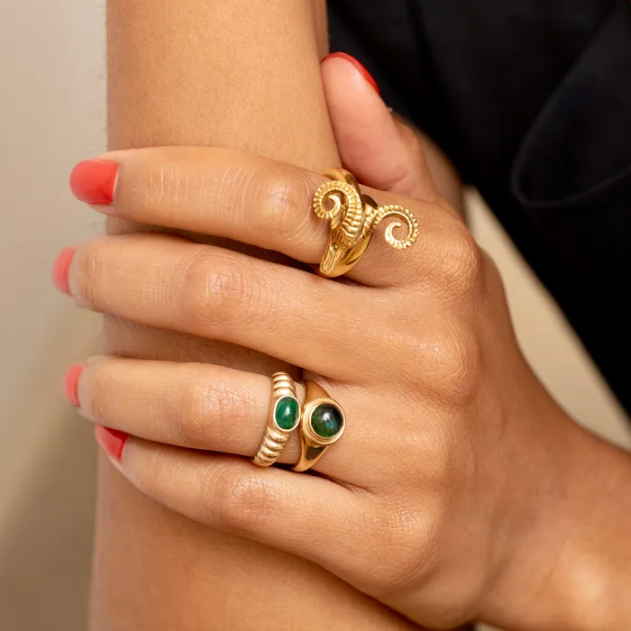 Greek 18K Gold Rams Head Gold Ring Vintage Rings